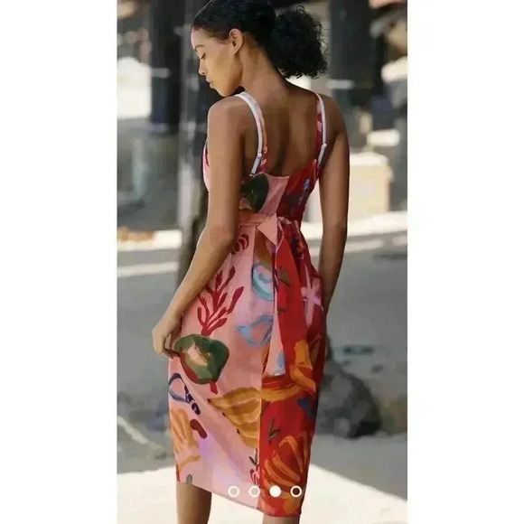 Farm Rio Cover Up Wrap Midi Dress S Fruit Print Anthropologie Swim Sarong Resort - Picture 6 of 11